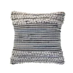 LR Home Crest Navy Blue and Ivory Abstract Textured Throw Pillow, 18 x 18 in. thumbnail 1