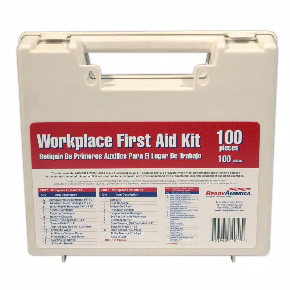 Ready America 100-Piece Workplace First Aid Kit (2-Pack) - ANSI Z308.1-2014 Class A Compliant