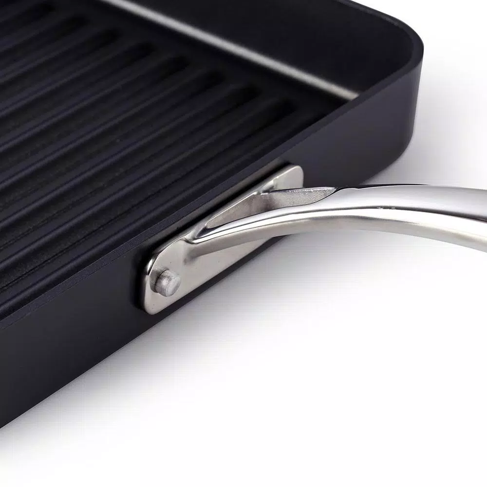 Cooks Standard 11 in. Hard-Anodized Aluminum Nonstick Square Grill Pan, Black