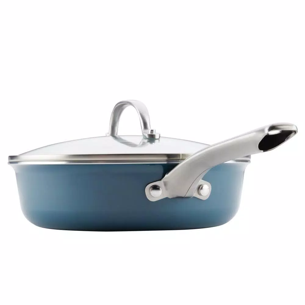 Ayesha Curry Ayesha Home Collection 3 qt. Aluminum Nonstick Saute Pan with Glass Lid, Twilight Teal