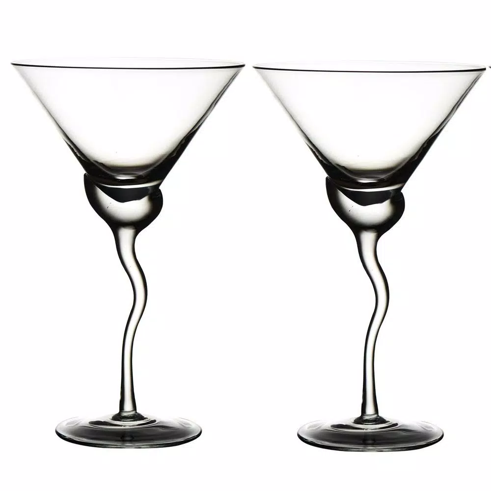 Abigails Martini 13 oz. Glass with Wavy Stem, Set of 4