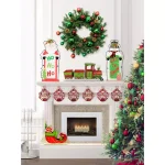 Fraser Hill Farm 24 in. Artificial Christmas Wreath Decor Set with Train, Sleigh, and LED Shelf Sitters thumbnail 2