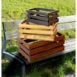 Vintiquewise Set of 3 Rustic Wooden Decorative Crates, Multi-Sized Stackable Storage Boxes thumbnail 1