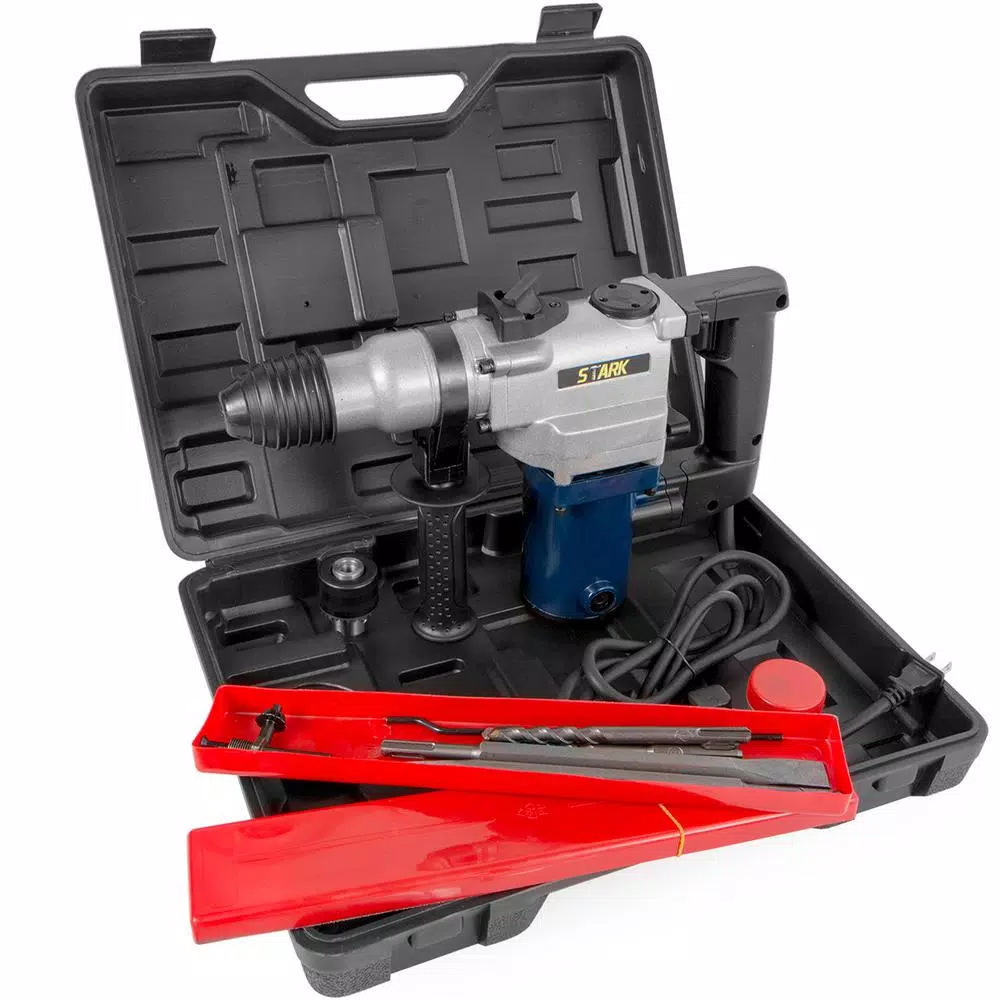 Stark Electric 6.7 Amp 1/2 in. SDS-Plus Corded Rotary Hammer Drill with Chisel Bits and Storage Case
