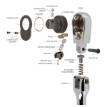 TEKTON 1/2 in. Drive 14 in. Flex Head Bent Handle Ratchet, 90-Tooth thumbnail 8