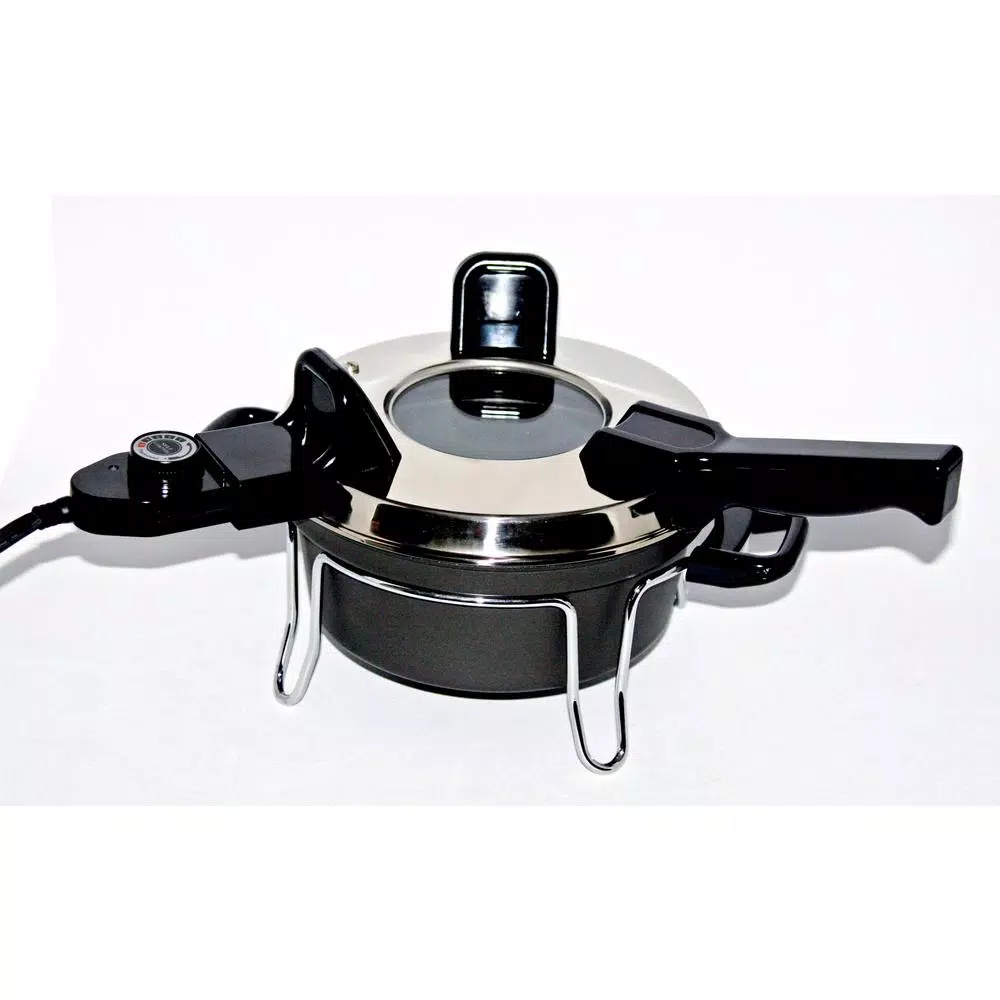 Total Chef Csech 3 Qt. Black Electric Pressure Cooker with Non-Stick Pot and Variable Temperature Control
