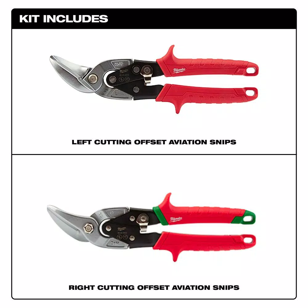 Milwaukee Offset Aviation Snips 2-Pack, Left and Right Handed Set