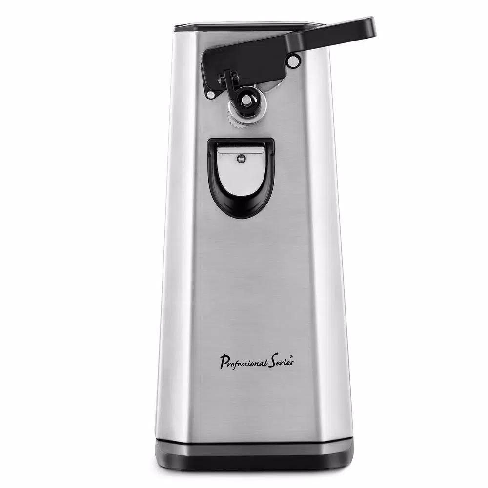 Professional Series Electric Can Opener with Bottle Opener and Knife Sharpener, Brushed Stainless Steel