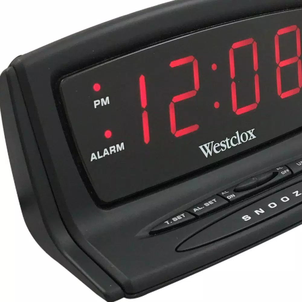 Westclox Instant-Set Digital LED Alarm Clock with Battery Backup, Black