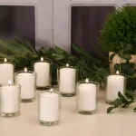 LUMABASE White Unscented Paraffin Votive Candles with Clear Glass Holders, 12-Count, 15-Hour Burn Time thumbnail 3