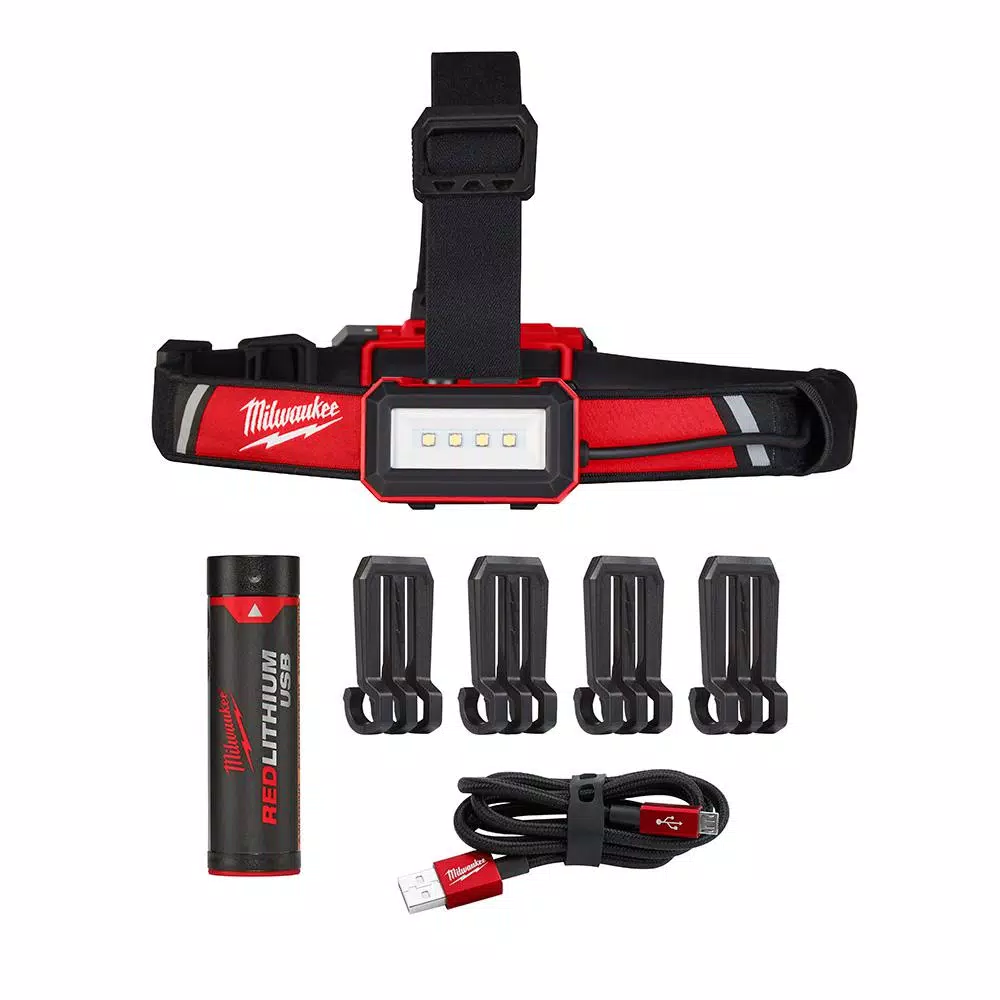 Milwaukee REDLITHIUM USB Rechargeable LED Flood Light and Low-Profile Headlamp 2-Pack