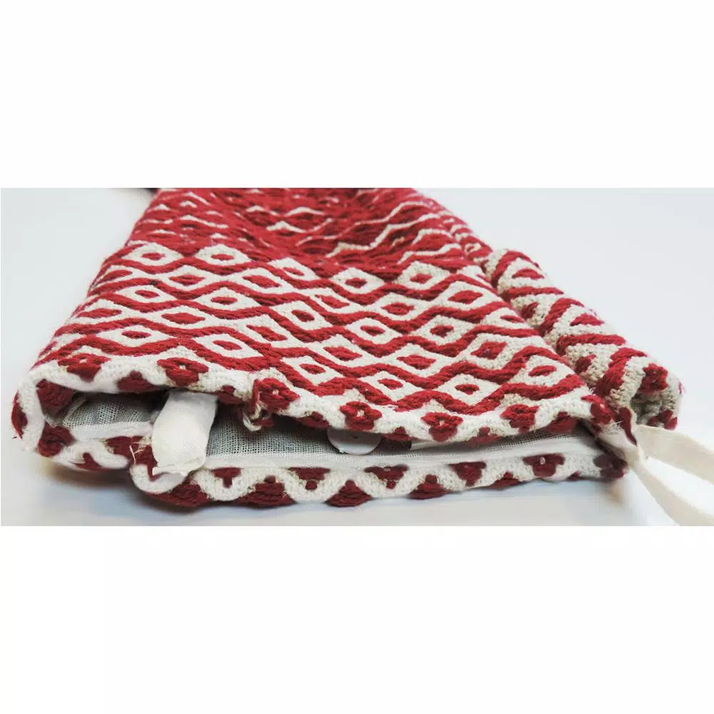 LR Home 20 in. Red and White Chevron Cotton Christmas Stocking with Pom Pom