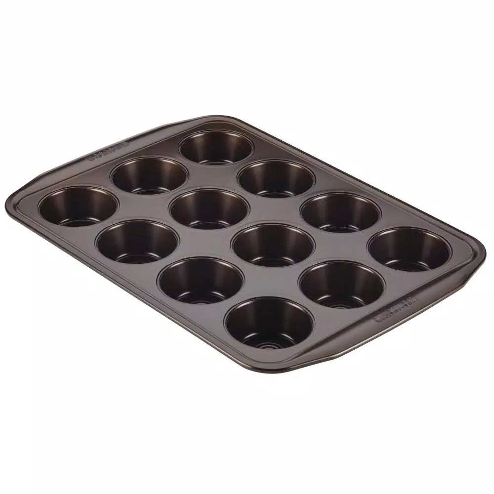 Circulon 12-Cup Nonstick Muffin and Cupcake Pan, Chocolate Brown