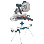 Bosch 12 in. 15 Amp Dual-Bevel Sliding Glide Miter Saw with 60 Tooth Blade and Portable Folding Stand thumbnail 1