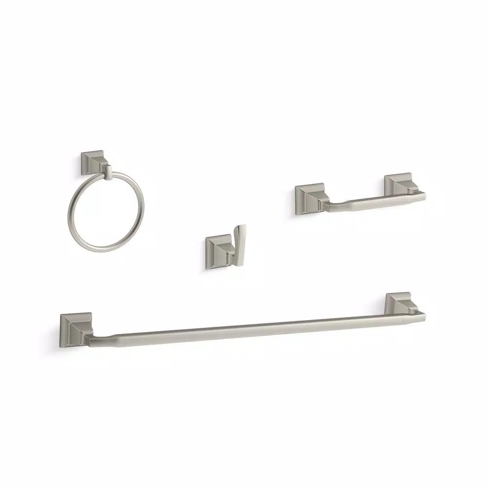 KOHLER Kallan 4-Piece Bathroom Hardware Set, Vibrant Brushed Nickel