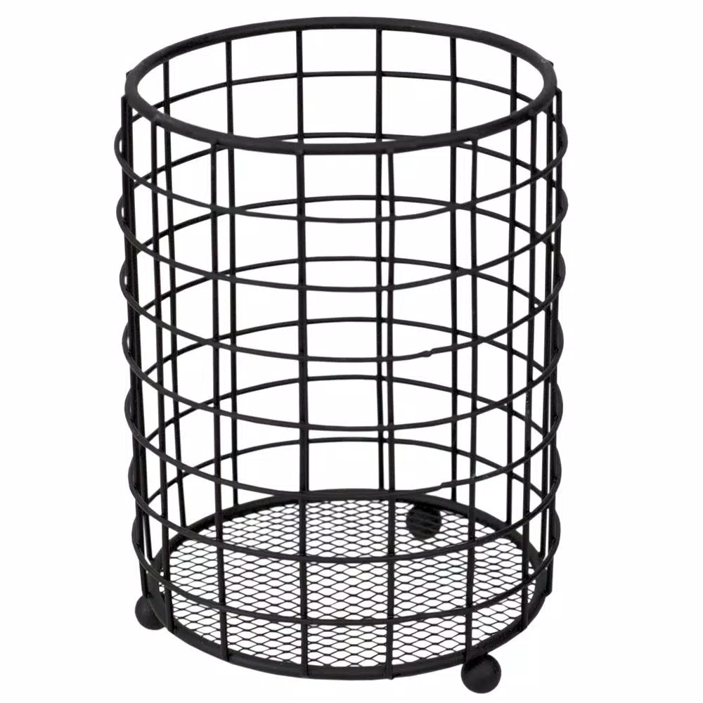 Home Basics Black Grid Free-Standing Steel Utensil Holder with Mesh Bottom