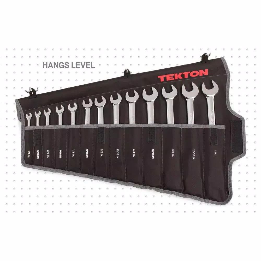 TEKTON 13-Piece Ratcheting Combination Wrench Set, 1/4 in. to 1 in., with Roll-Up Storage Pouch