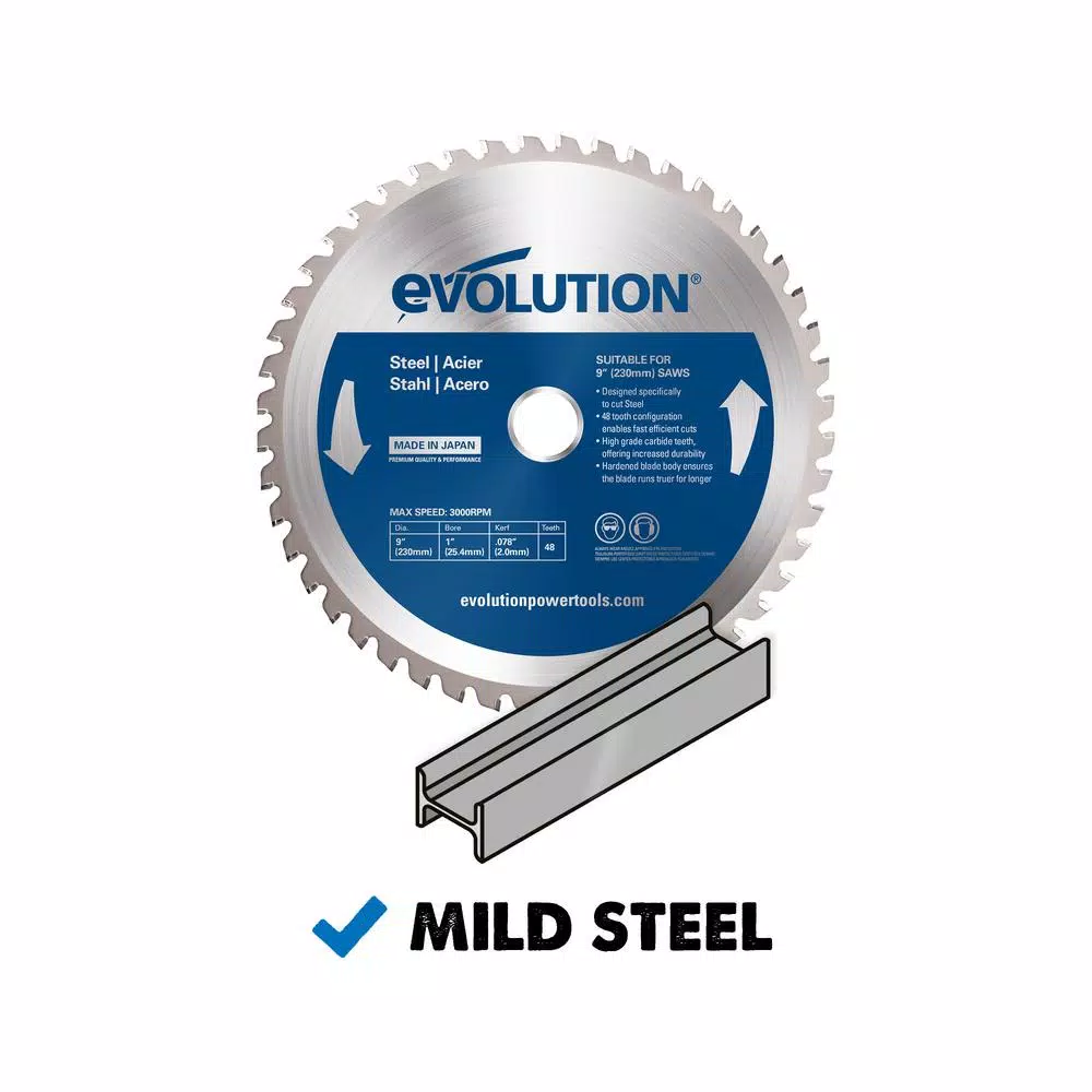 Evolution Power Tools Evolution 9 in. 48-Teeth Carbide Metal Cutting Saw Blade for Mild Steel