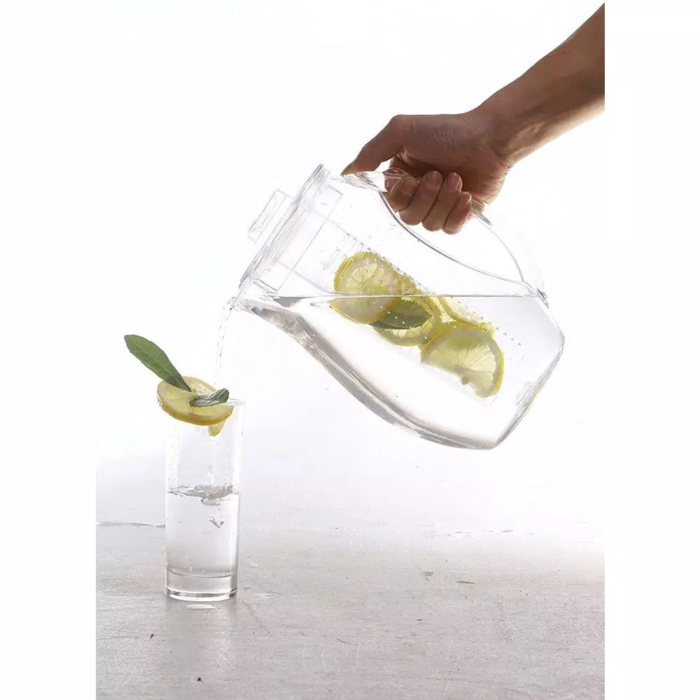Oventes 84 fl. oz. Fruit Infuser Pitcher with Removable Fruit and Ice Rods, Non-Slip Handle