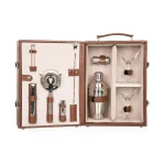 Picnic Time Manhattan Portable Cocktail Case - Mahogany Brown Leatherette Martini Set with Stainless Steel Accessories thumbnail 3
