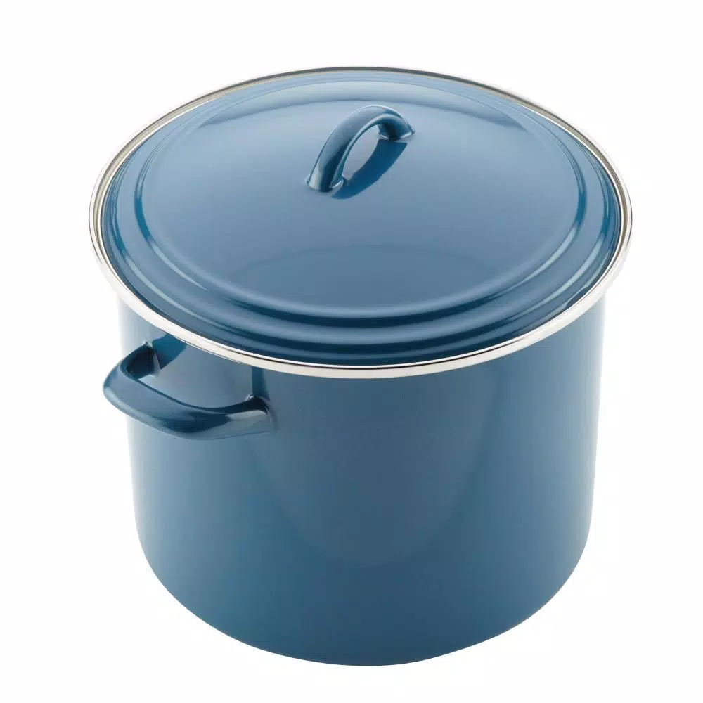 Ayesha Curry Ayesha Home Collection 12-Quart Porcelain Enamel Nonstick Stockpot with Lid, Twilight Teal