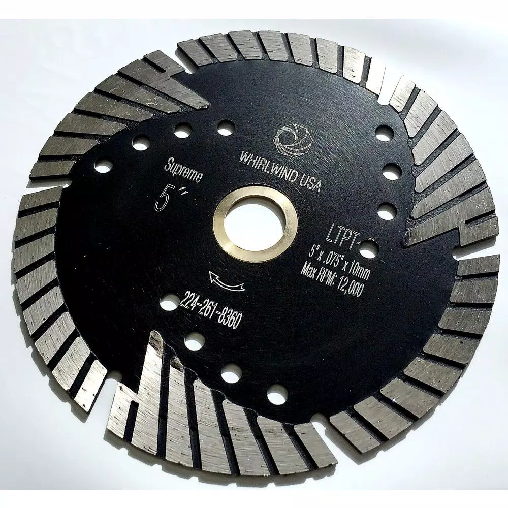 Whirlwind USA 5 in. Turbo Segmented Diamond Saw Blade for Granite, Marble, and Concrete