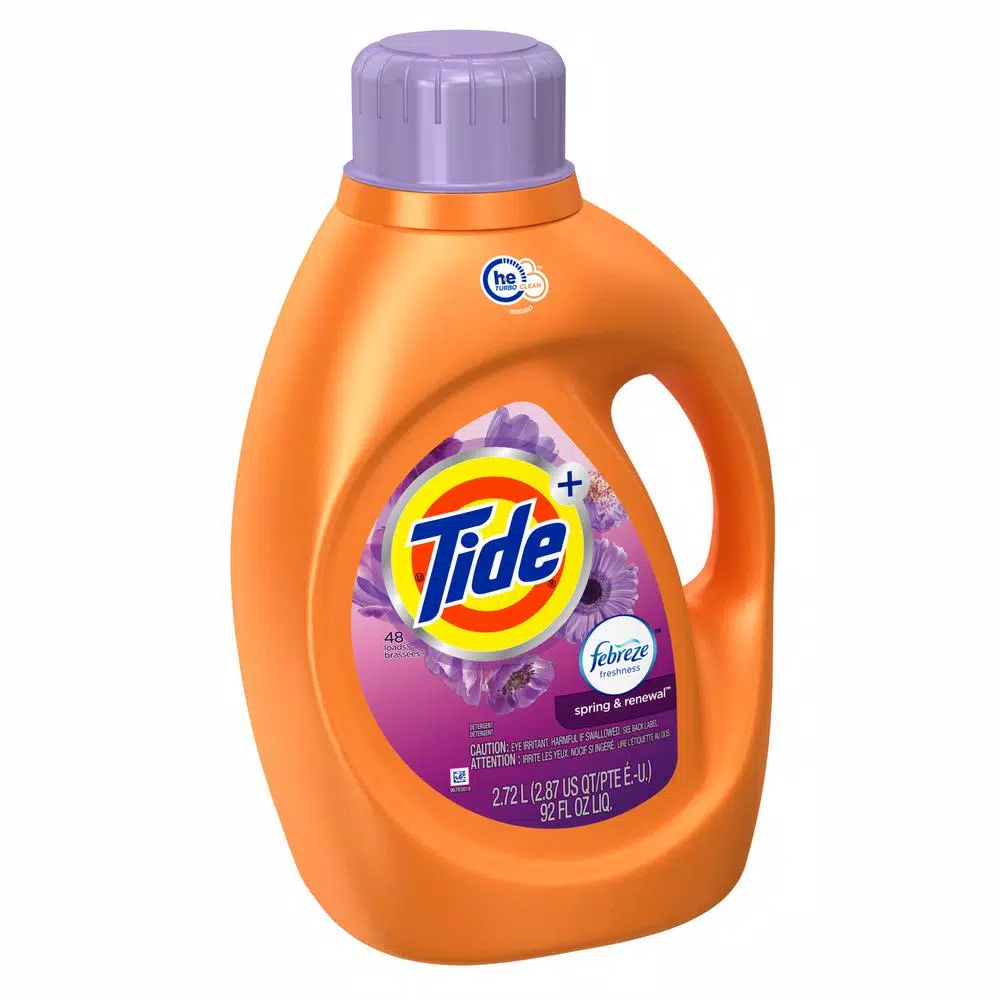 Tide Plus Febreze Freshness Liquid Laundry Detergent, Spring and Renewal, 92 oz (48 Loads)