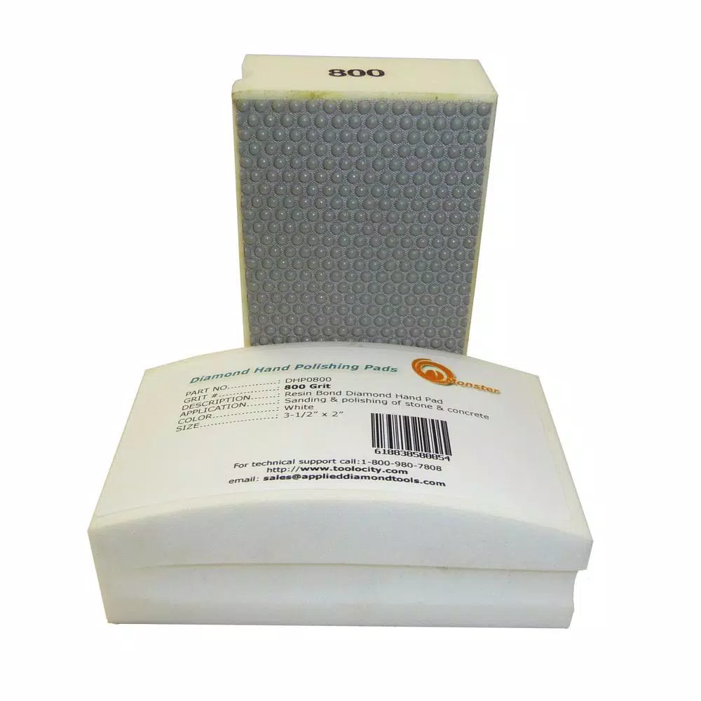 Monster Diamond Hand Polishing Pads Block Type 7-Set for Granite, Marble, and Concrete
