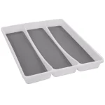 Unbranded White Large Utensil Tray with Rubber Liner, 3 Compartment Cutlery Organizer thumbnail 2