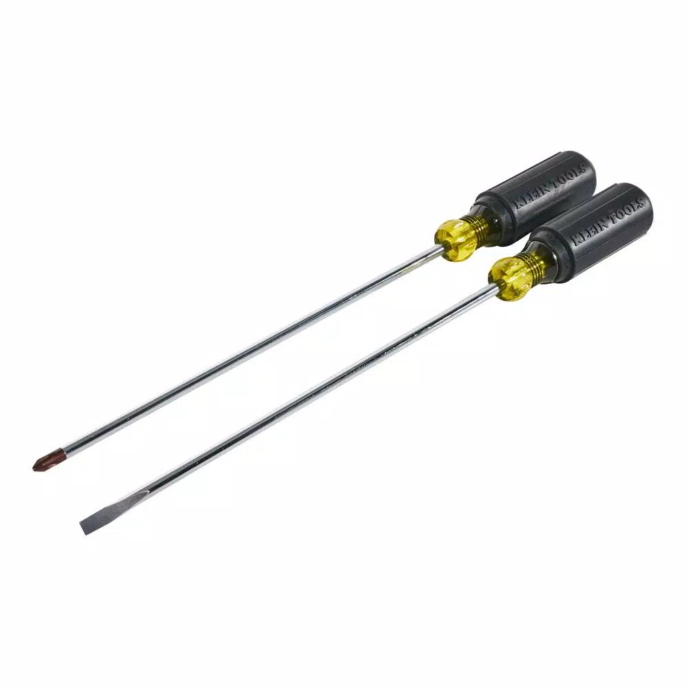 Klein Tools 2-Piece Long Blade Screwdriver Set, 10 in. Shank, Slotted and Phillips