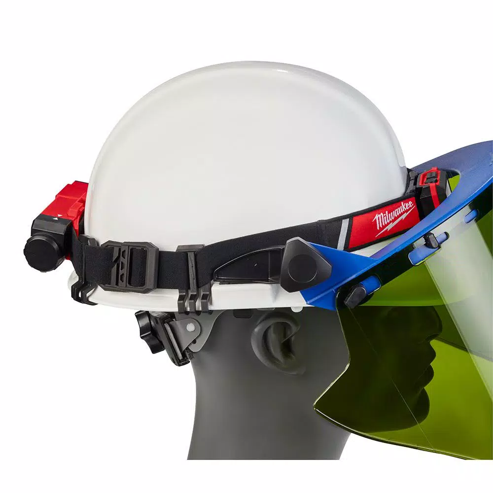 Milwaukee 600 Lumen USB Rechargeable Low-Profile LED Headlamp with BOLT White Type 1 Class C Hard Hat Bundle