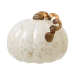 Glitzhome 7.09 in. Golden and White Hand-Blown Glass Pumpkin - Handmade Fall Harvest Decor thumbnail 1