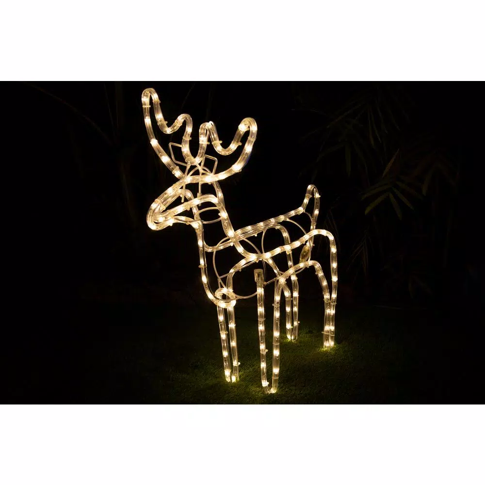 Luxen Home 25 in. LED White Rope Light Standing Reindeer - Indoor/Outdoor Christmas Decoration