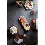 Libbey Urban Story 15-inch Wood and Marble Hexagon Flip Serving Tray thumbnail 4