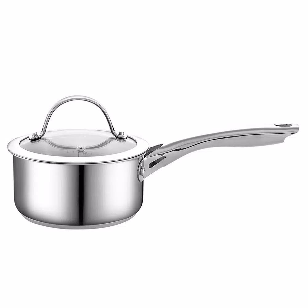 Cooks Standard 1.5 Qt. Stainless Steel Saucepan with Tempered Glass Lid