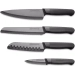 KitchenAid 4-Piece Ceramic Cutlery Set, Stone Grey Blades with Black Handles thumbnail 1