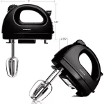 Ovente HM161 5-Speed Electric Hand Mixer, 150W, with Stainless Steel Chrome Beaters and Snap-On Storage Case, Black thumbnail 3