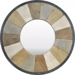 FirsTime Adler Rustic Wood Round Accent Mirror, 31.5 in. Farmhouse Style thumbnail 2