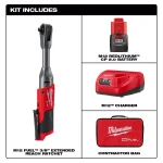 Milwaukee M12 FUEL 12V Cordless 3/8 in. Extended Reach Ratchet Kit with Metric Ratcheting Wrench Set thumbnail 2