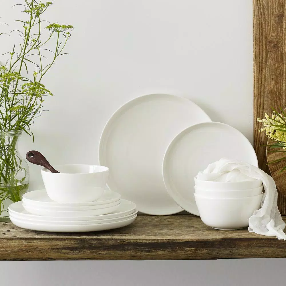Noritake Marc Newson 12-Piece White Bone China Dinnerware Set, Service for 4