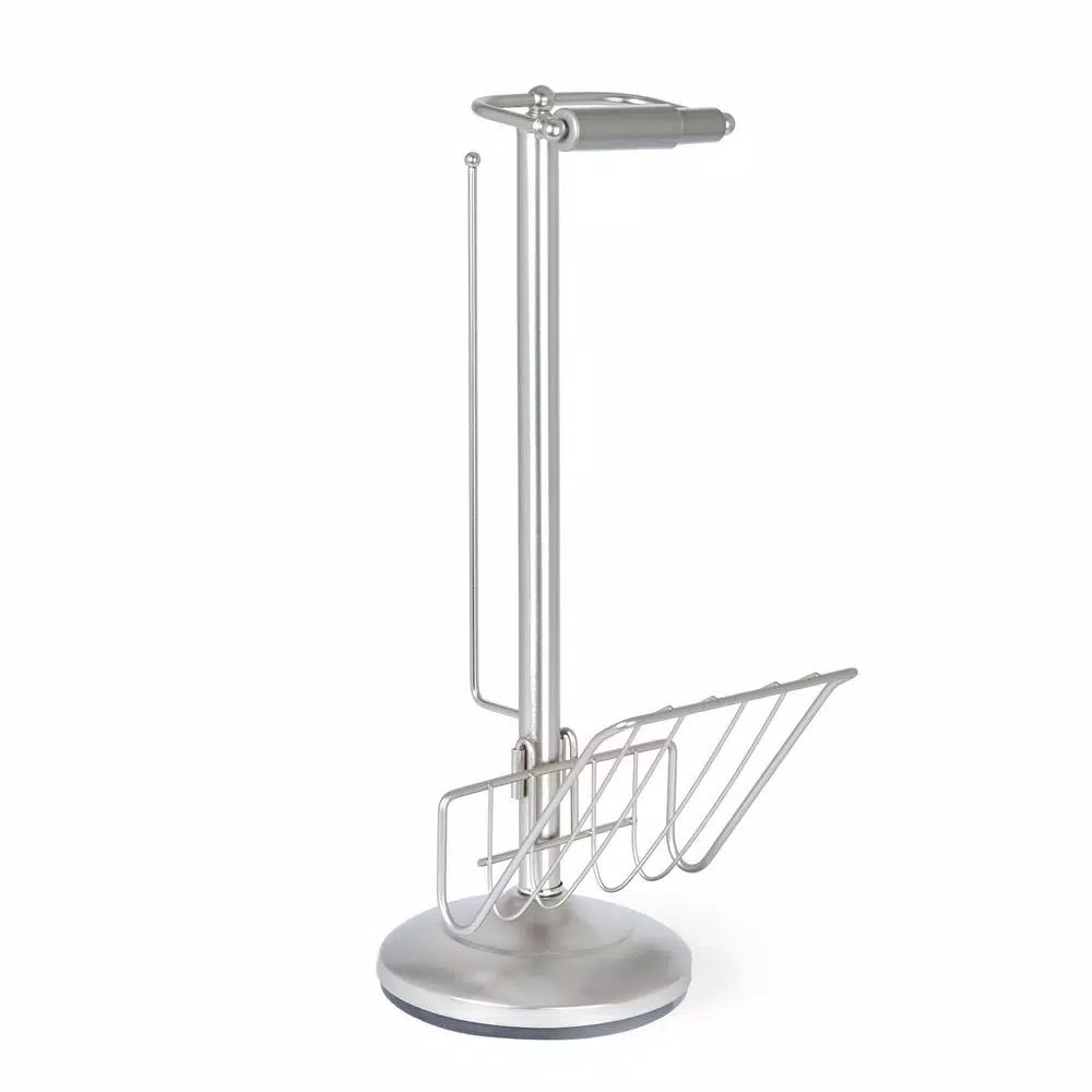 Better Living Satin Nickel Toilet Paper Holder and Organizer Caddy with Magazine Rack