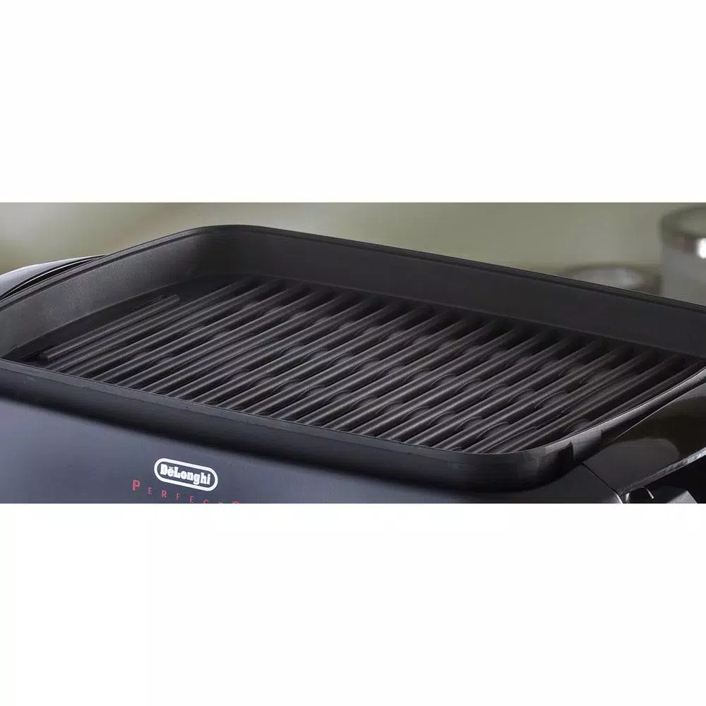 DeLonghi De'Longhi 192 sq. in. Indoor Grill with Tempered Glass Lid and Adjustable Thermostat, Black