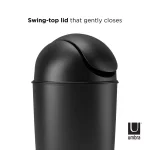 Umbra Grand 10.25 Gallon Plastic Waste Basket with Swing-Top Lid, Black thumbnail 7