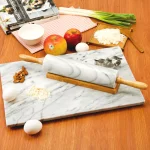 Creative Home Natural Marble Rolling Pin with Wooden Handles and Storage Cradle, 18 in. thumbnail 6