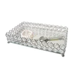 Elegant Designs 10.5 in. Chrome Ellipse Crystal Decorative Mirrored Jewelry and Makeup Vanity Organizer Tray thumbnail 8