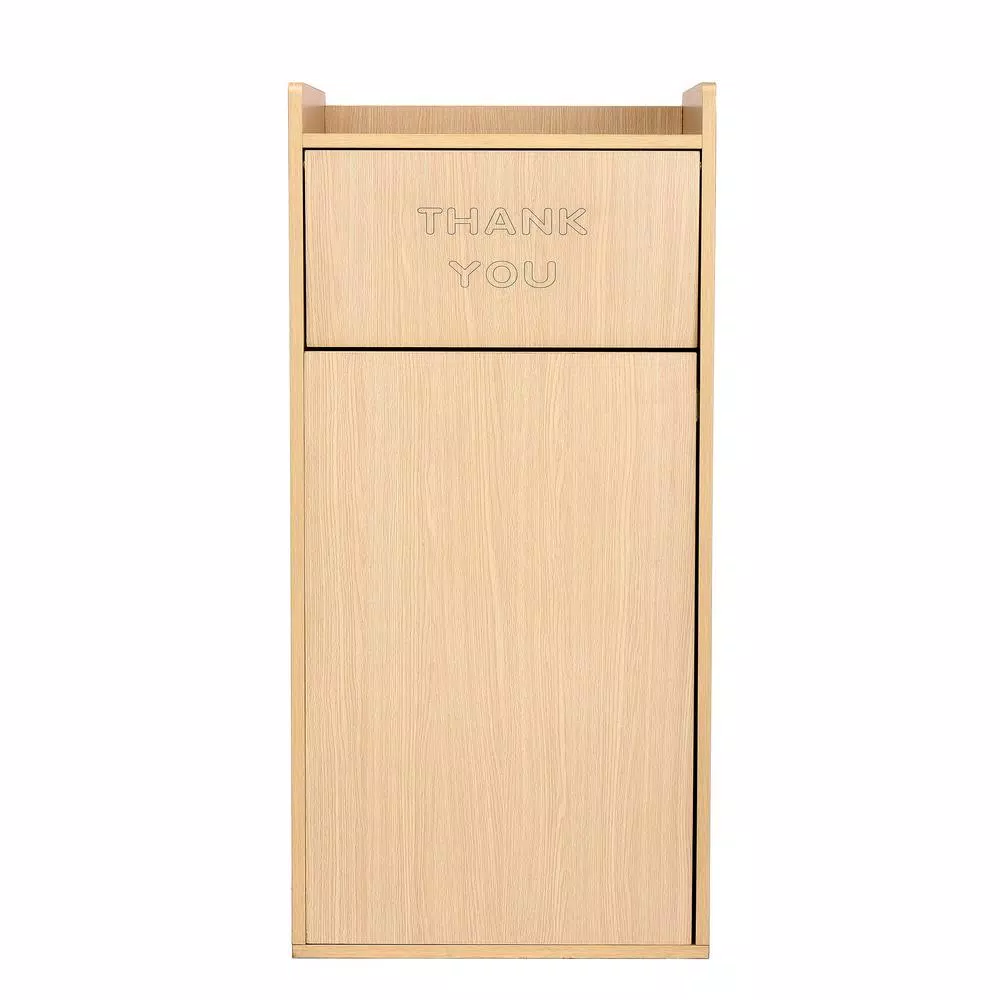 Alpine Industries 40 Gal. Oak Wood Commercial Tray Top Waste Enclosure Trash Can