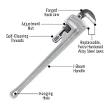 RIDGID 824 24 in. Aluminum Straight Pipe Wrench thumbnail 3