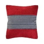 LR Home Bright Red Striped Throw Pillow, 20 in. x 20 in. Textured Cotton Accent Pillow thumbnail 1