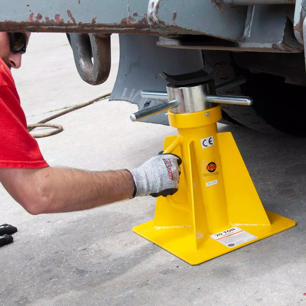 ESCO 20-Ton Heavy-Duty Screw Style Jack Stand, Short Adjustable Steel Stand