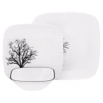 Corelle Square 16-Piece Black Trees Glass Dinnerware Set, Service for 4 thumbnail 2